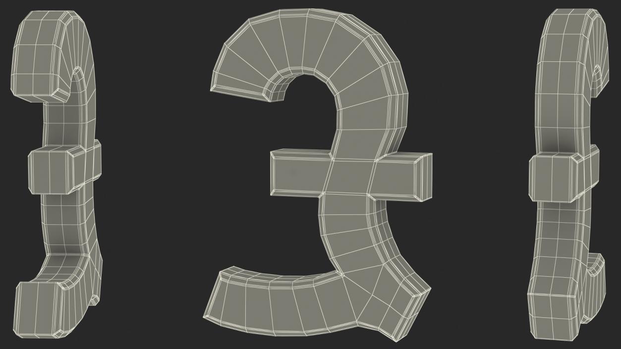 UK Pound Currency Symbol Gold 3D model