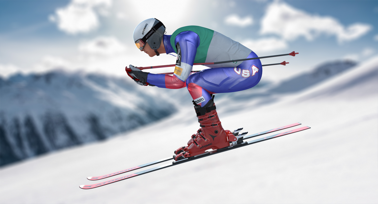 3D Skier and Snowboard Man Rigged Collection