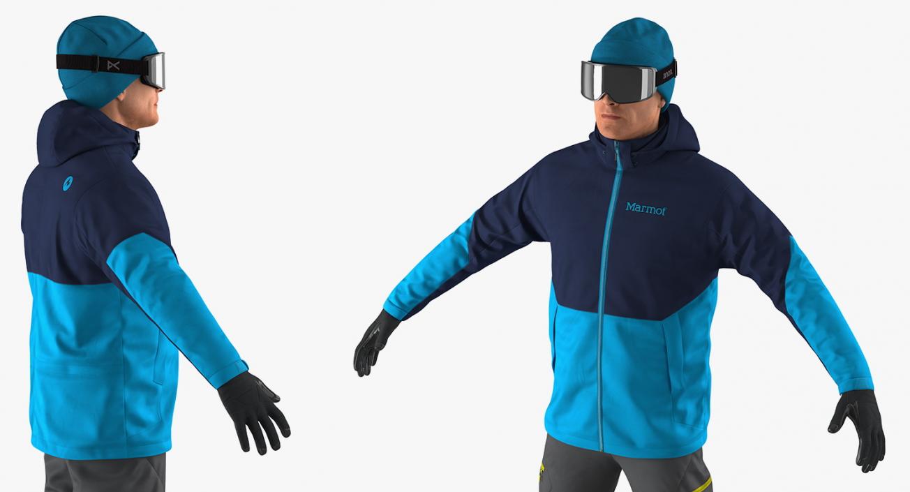 3D Skier and Snowboard Man Rigged Collection