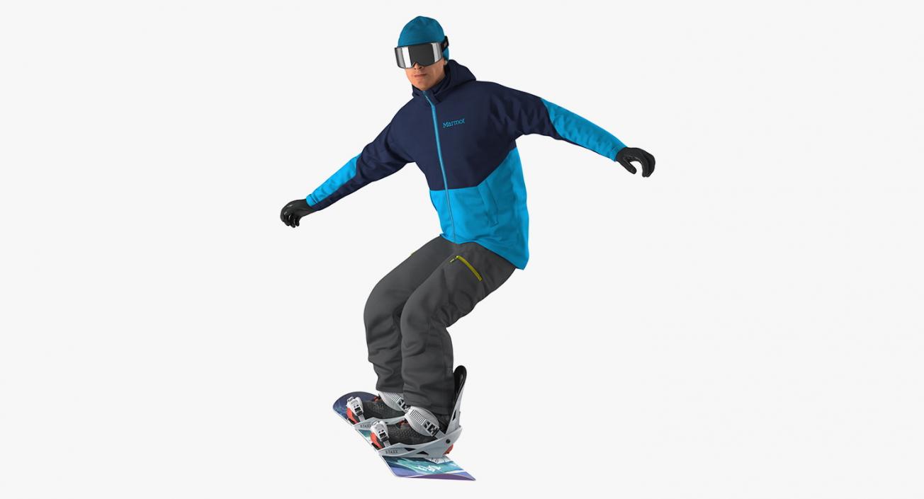 3D Skier and Snowboard Man Rigged Collection