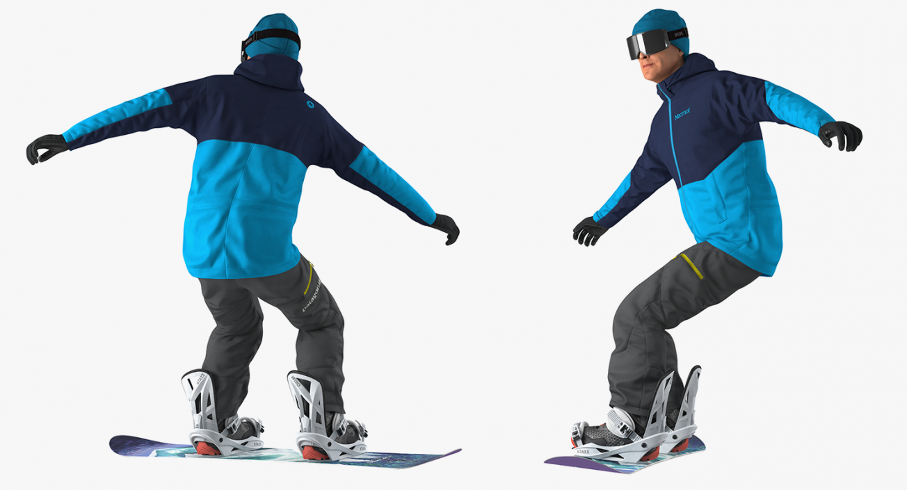 3D Skier and Snowboard Man Rigged Collection