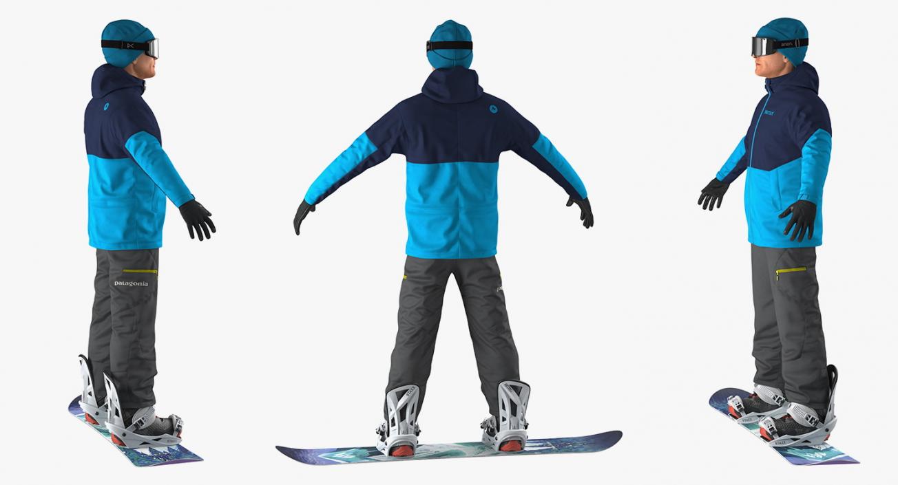 3D Skier and Snowboard Man Rigged Collection