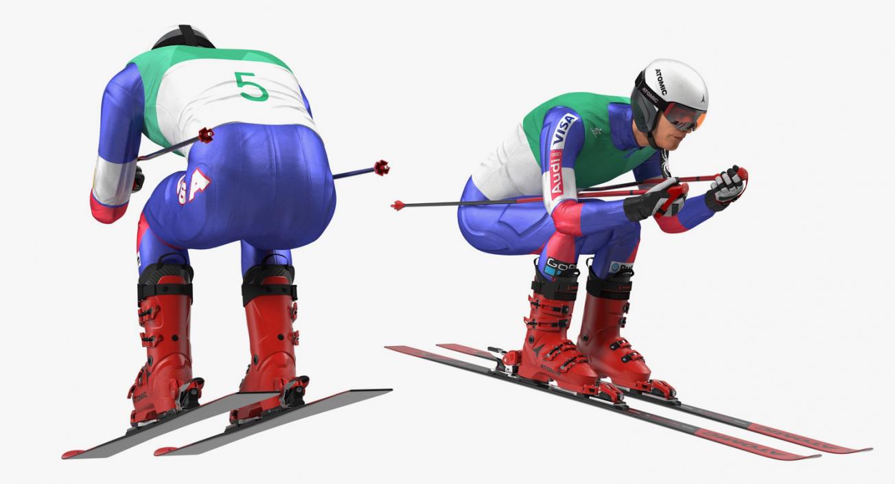 3D Skier and Snowboard Man Rigged Collection