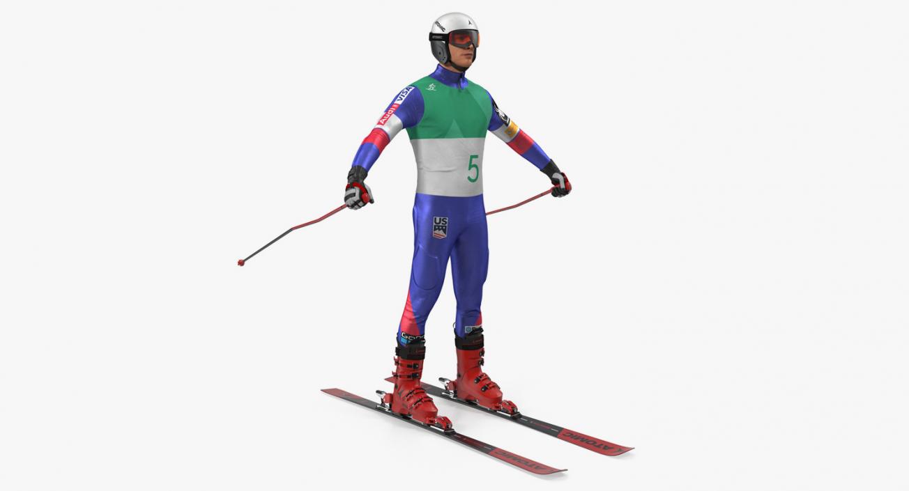 3D Skier and Snowboard Man Rigged Collection