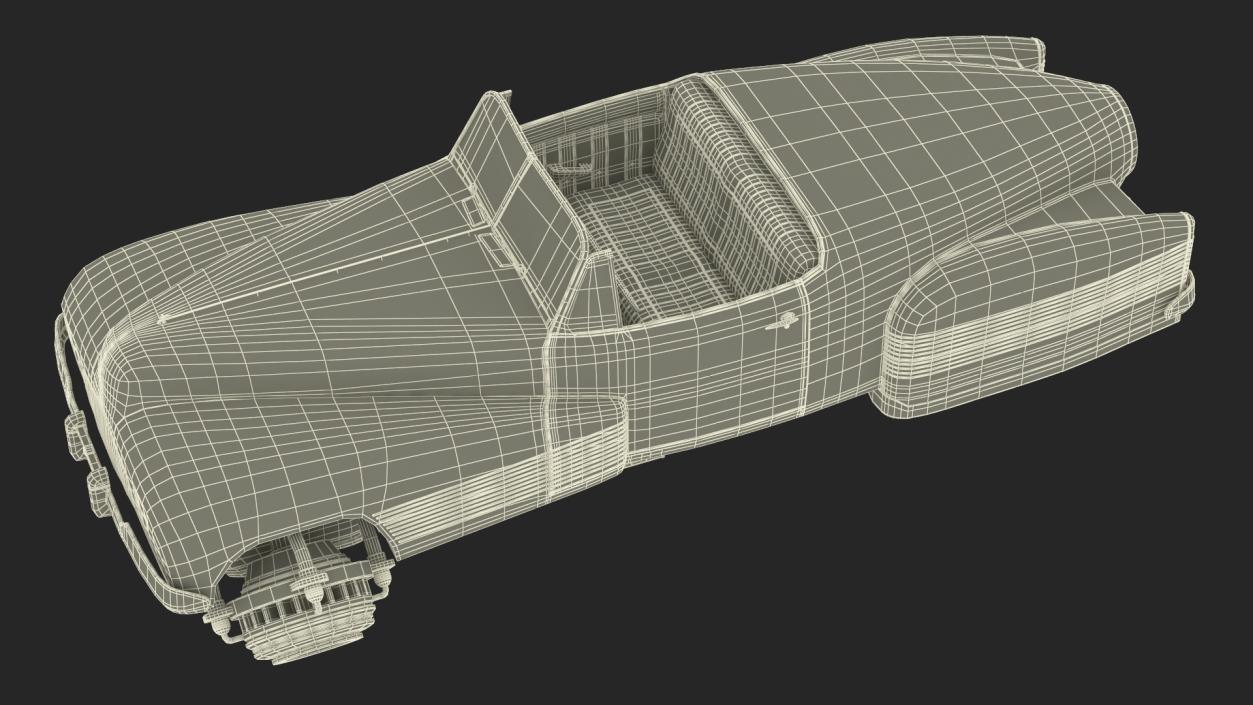 Hover Retro Car Red New Rigged for Maya 3D model