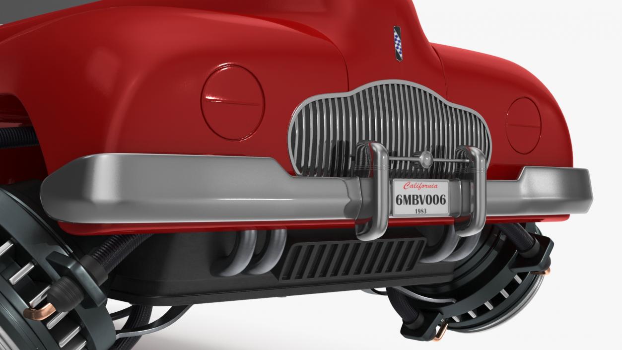 Hover Retro Car Red New Rigged for Maya 3D model