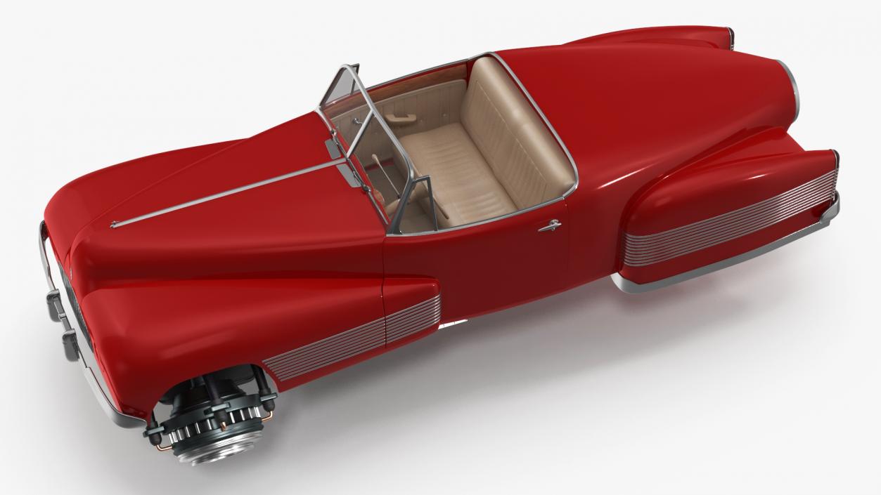 Hover Retro Car Red New Rigged for Maya 3D model