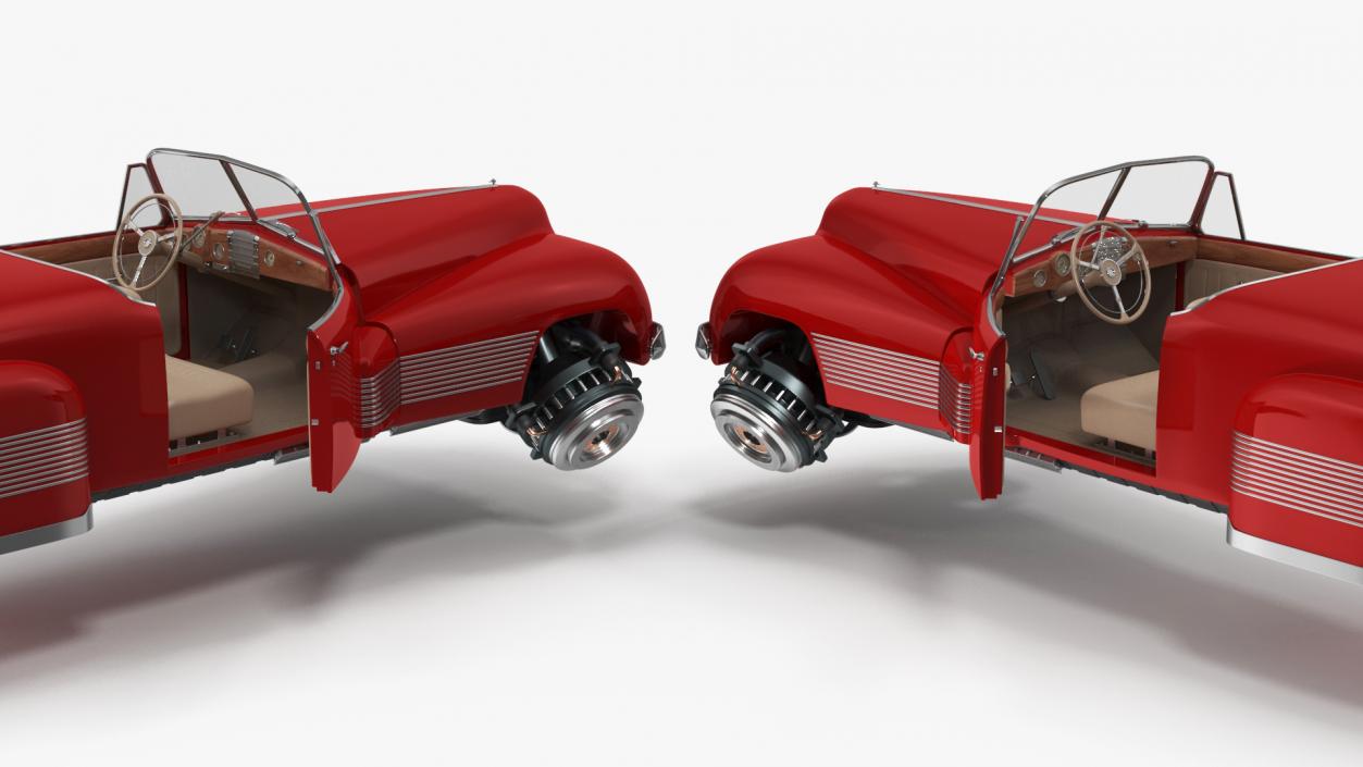 Hover Retro Car Red New Rigged for Maya 3D model