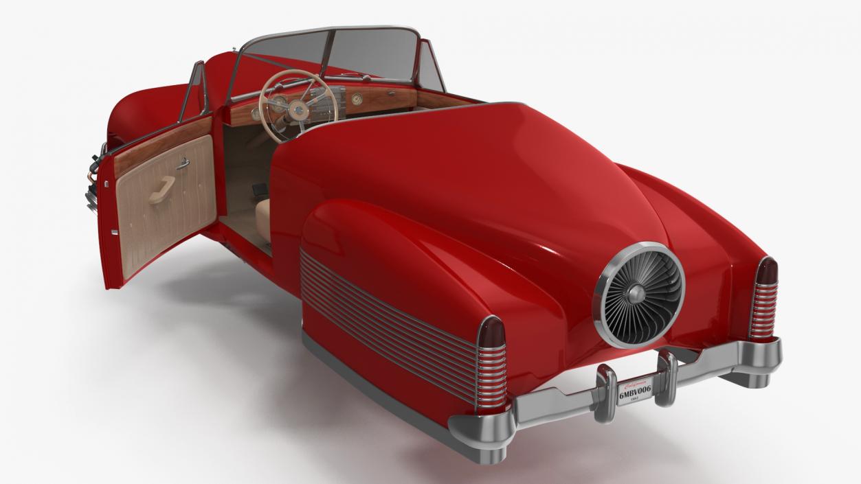 Hover Retro Car Red New Rigged for Maya 3D model