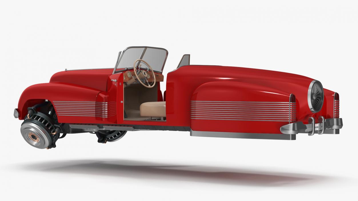 Hover Retro Car Red New Rigged for Maya 3D model