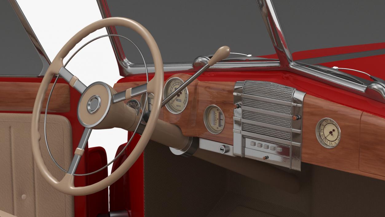 Hover Retro Car Red New Rigged for Maya 3D model