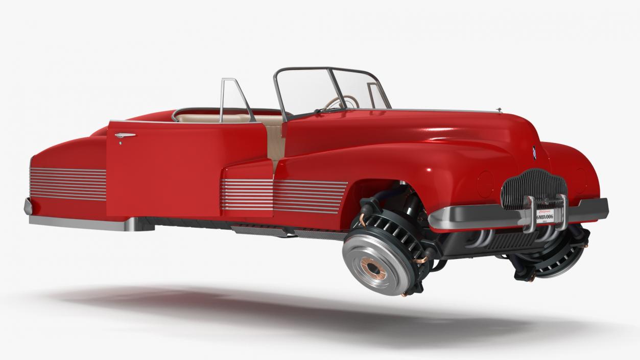 Hover Retro Car Red New Rigged for Maya 3D model