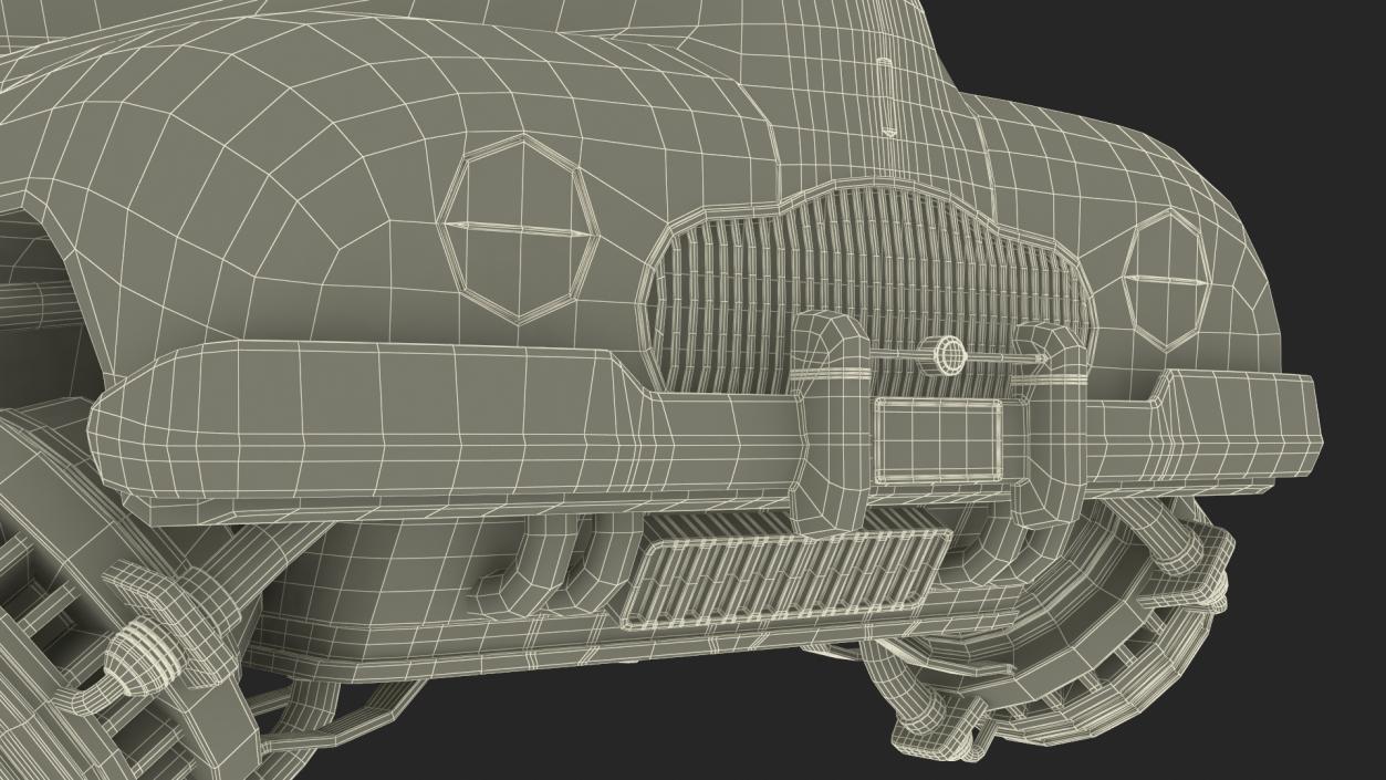 Hover Retro Car Red New Rigged for Maya 3D model