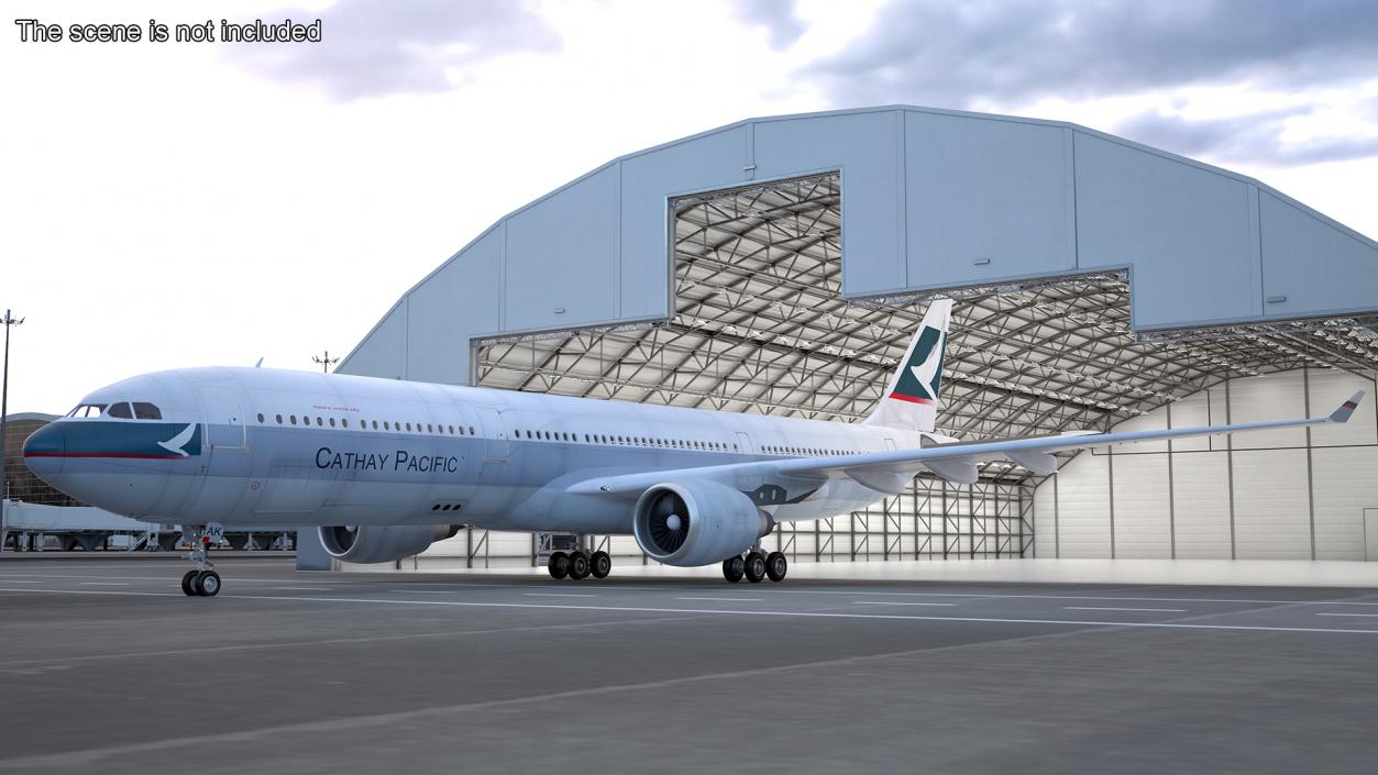 3D Cathay Pacific Airbus A330-300 Rigged for Cinema 4D