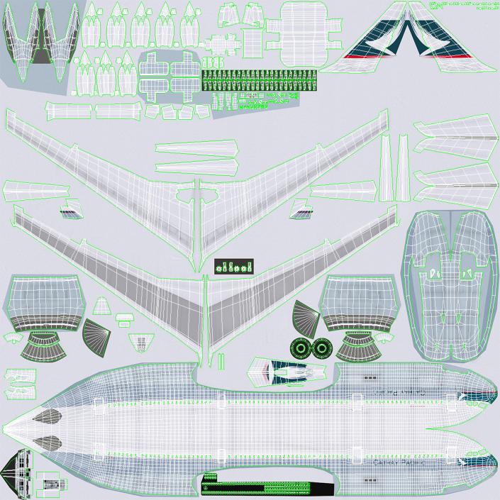 3D Cathay Pacific Airbus A330-300 Rigged for Cinema 4D