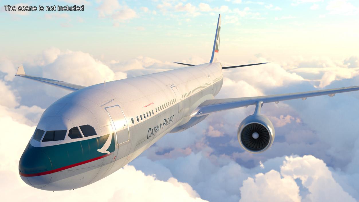 3D Cathay Pacific Airbus A330-300 Rigged for Cinema 4D