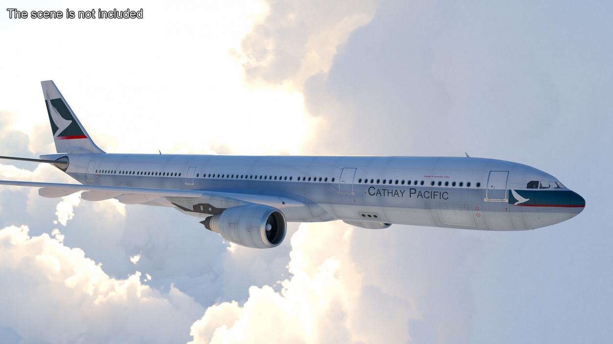 3D Cathay Pacific Airbus A330-300 Rigged for Cinema 4D