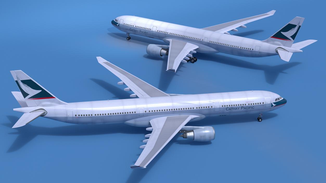 3D Cathay Pacific Airbus A330-300 Rigged for Cinema 4D