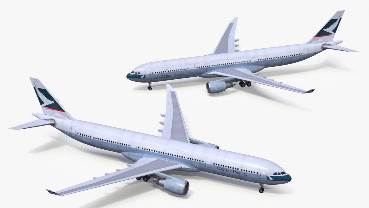 3D Cathay Pacific Airbus A330-300 Rigged for Cinema 4D