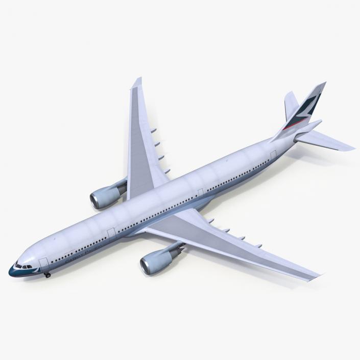 3D Cathay Pacific Airbus A330-300 Rigged for Cinema 4D