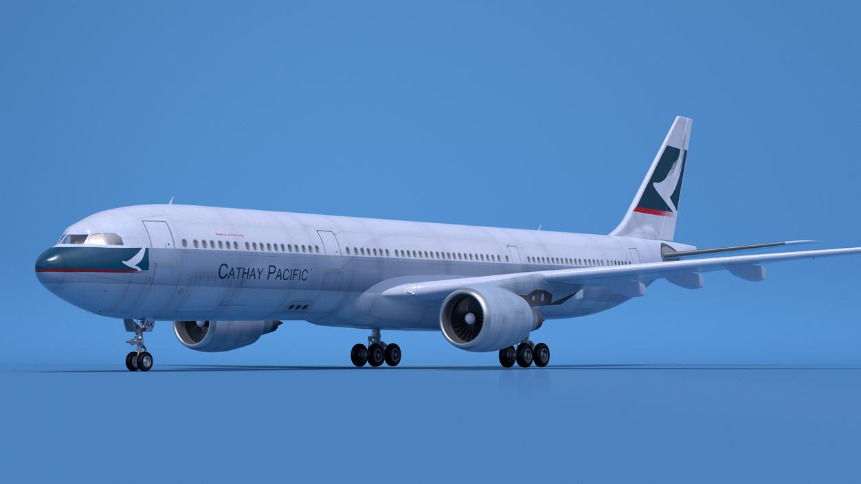 3D Cathay Pacific Airbus A330-300 Rigged for Cinema 4D