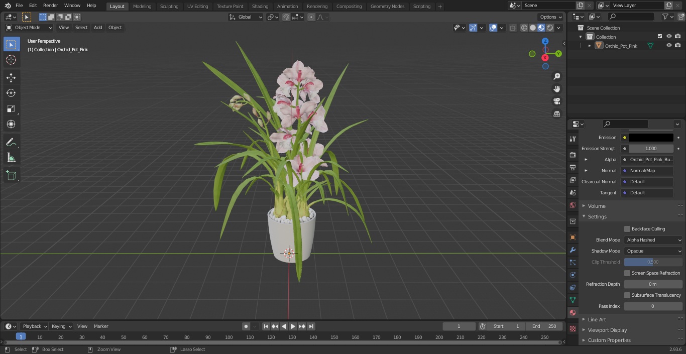 3D model Orchid Pot Pink