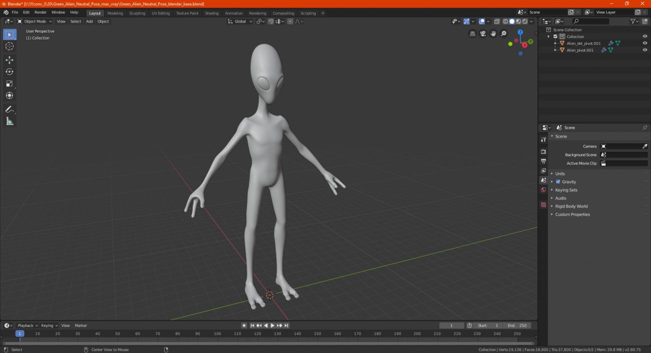 Green Alien Neutral Pose 3D model