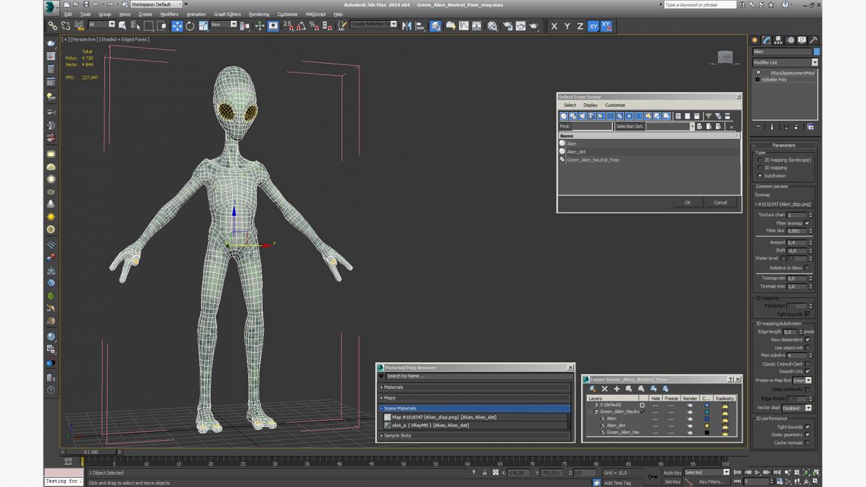 Green Alien Neutral Pose 3D model