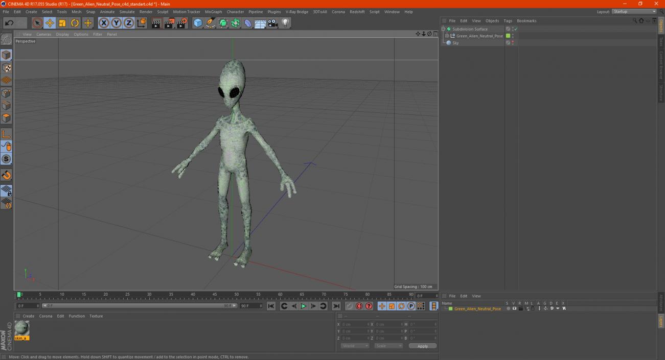 Green Alien Neutral Pose 3D model