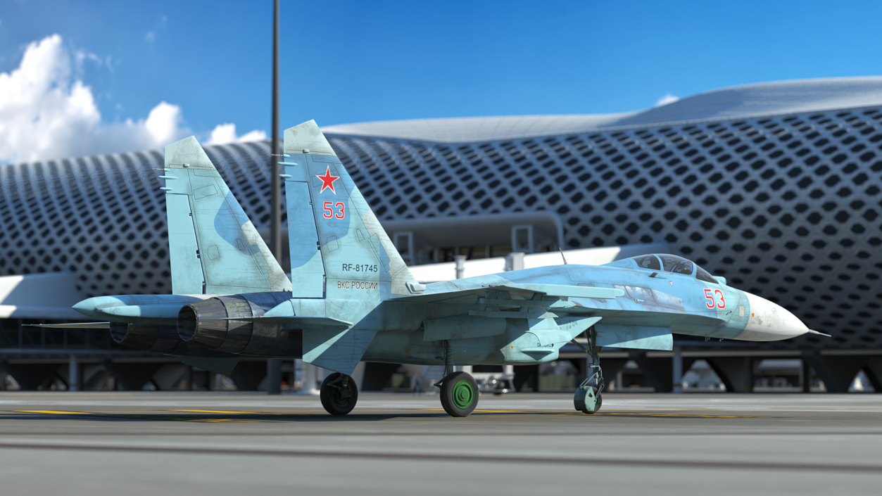 Russian Jet Fighter Sukhoi Su-27 Flanker Old 3D model