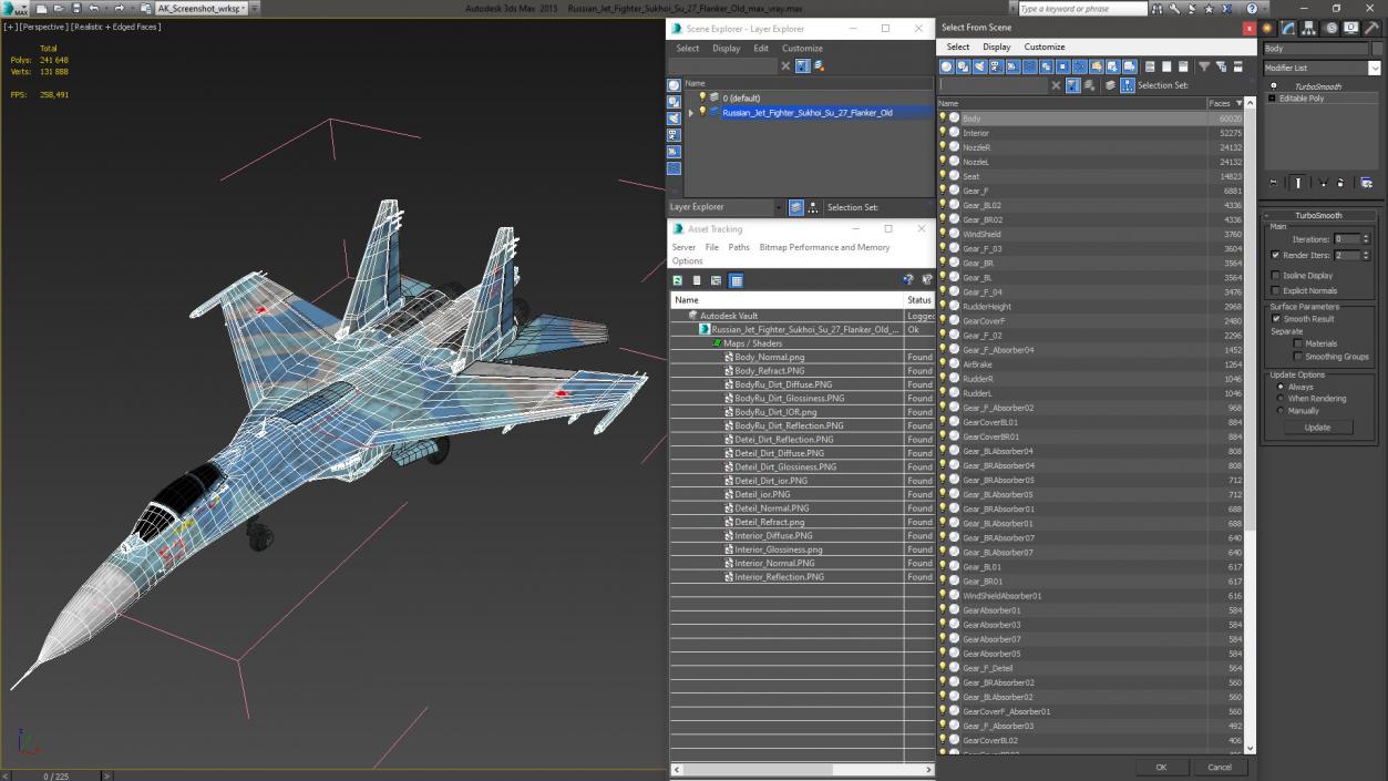 Russian Jet Fighter Sukhoi Su-27 Flanker Old 3D model