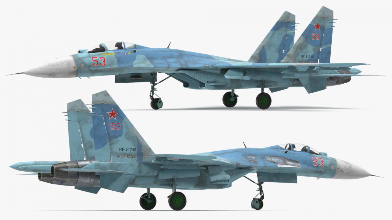 Russian Jet Fighter Sukhoi Su-27 Flanker Old 3D model