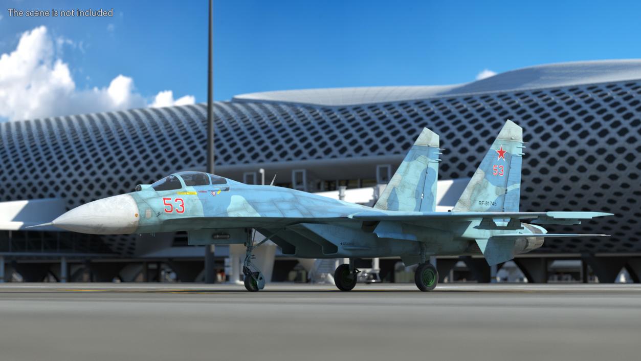 Russian Jet Fighter Sukhoi Su-27 Flanker Old 3D model