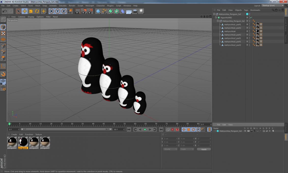 Matryoshka Penguin Set 3D