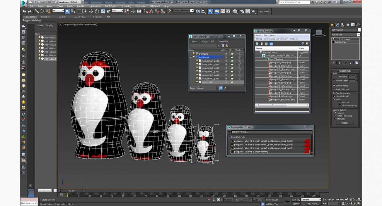 Matryoshka Penguin Set 3D