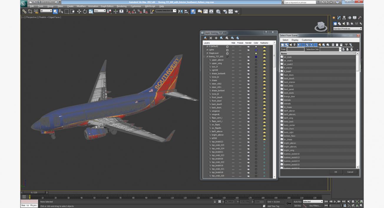 Boeing 737-600 with Interior Southwest Airlines 3D