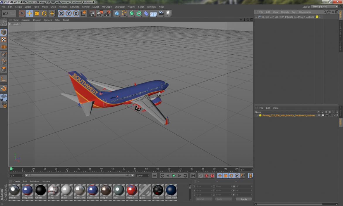 Boeing 737-600 with Interior Southwest Airlines 3D