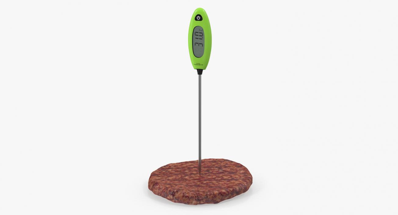 Digital Food Thermometer with Burger Patty 3D