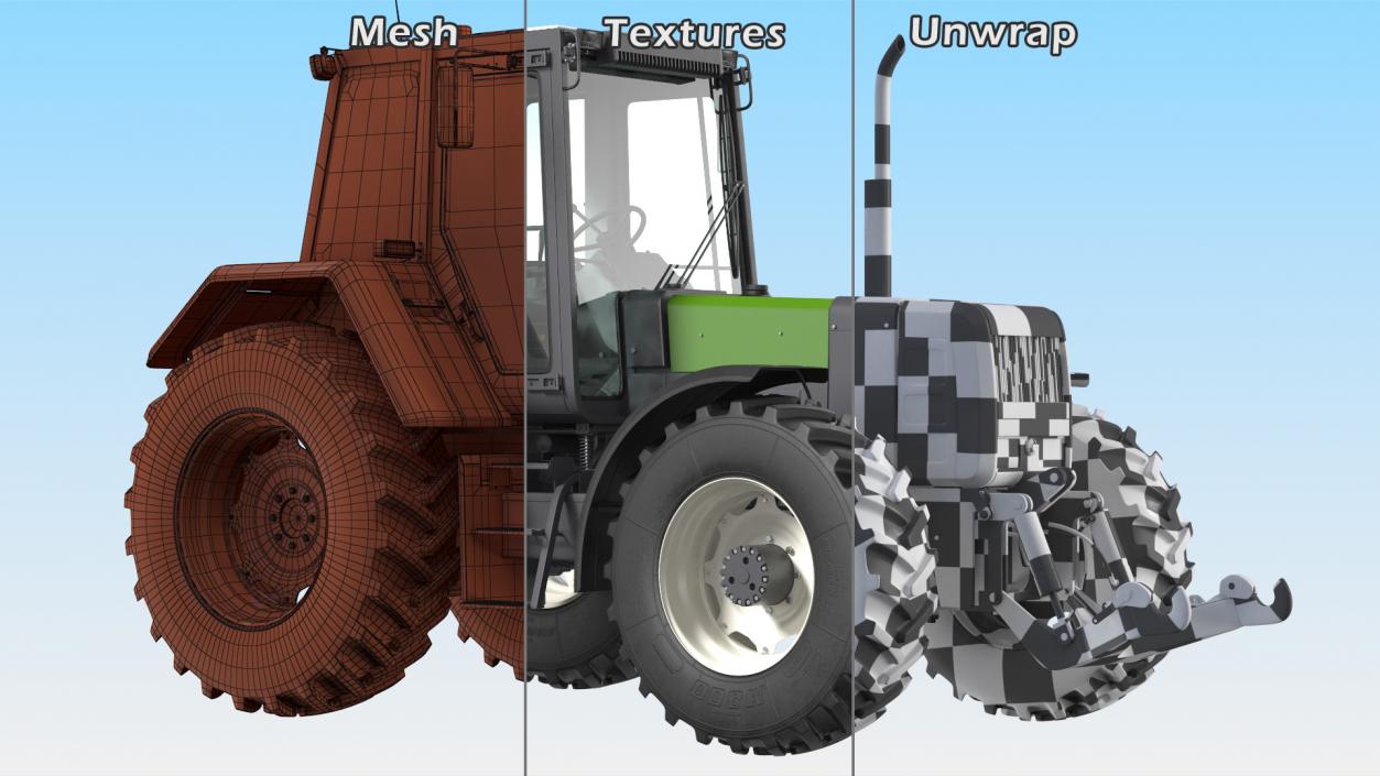 3D model Wheel Tractor Clean Rigged for Cinema 4D