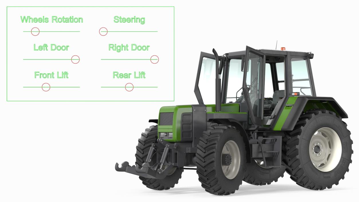 3D model Wheel Tractor Clean Rigged for Maya