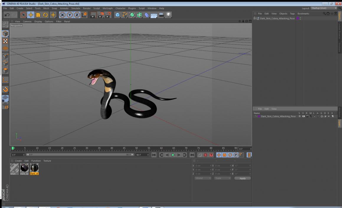 3D model Dark Skin Cobra Attacking Pose