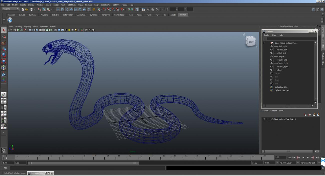 3D model Dark Skin Cobra Attacking Pose