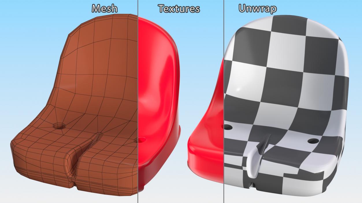 3D Plastic Sports Seat Red model