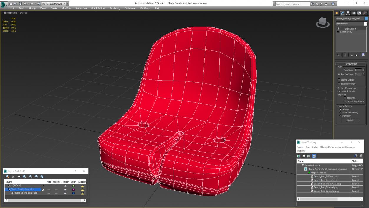 3D Plastic Sports Seat Red model