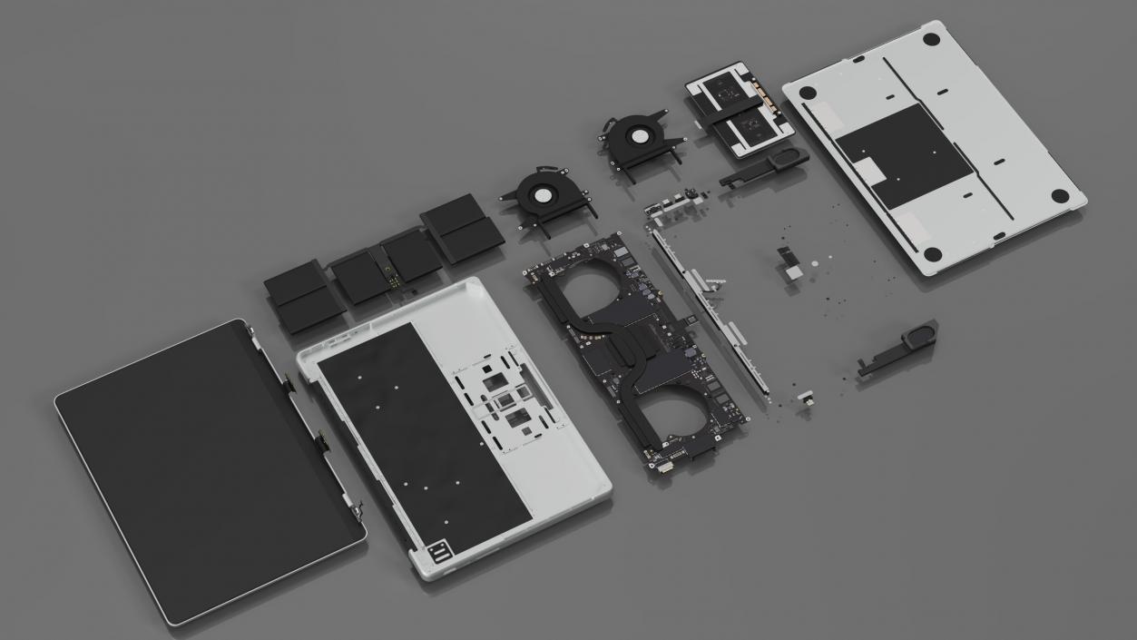 3D model Disassembled Laptop Parts