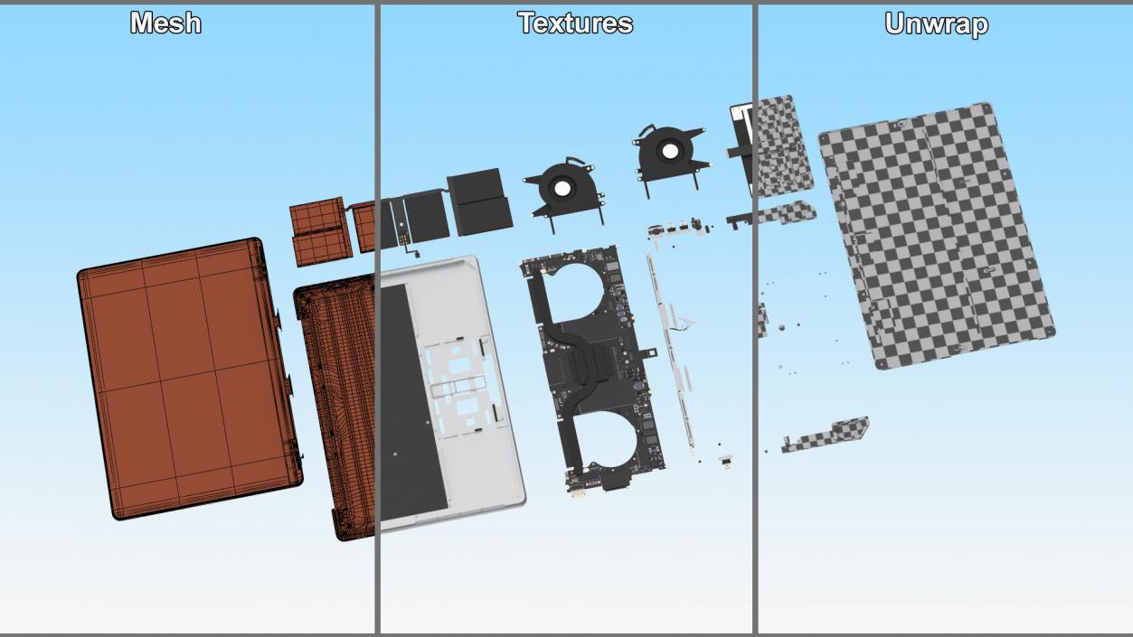 3D model Disassembled Laptop Parts