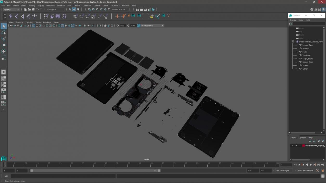 3D model Disassembled Laptop Parts