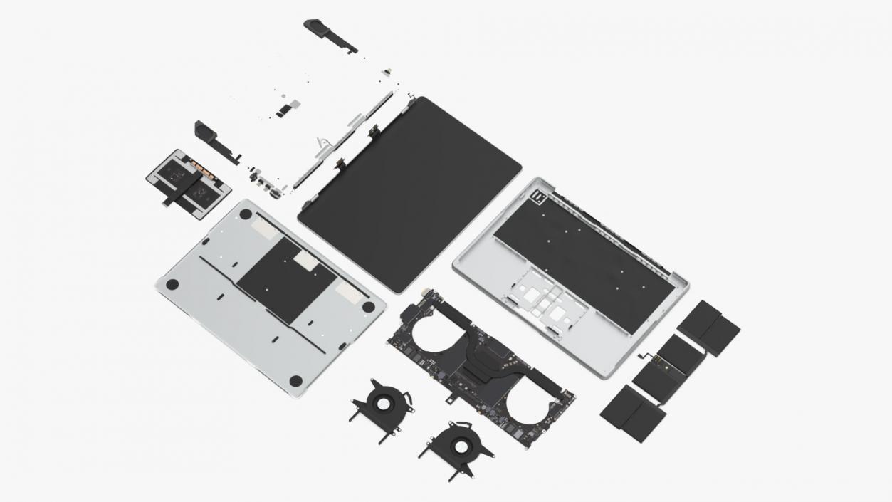 3D model Disassembled Laptop Parts