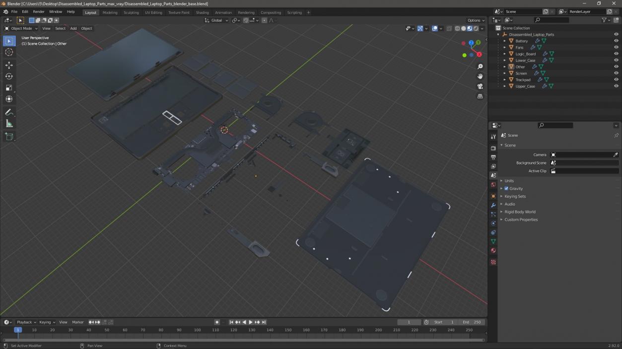 3D model Disassembled Laptop Parts