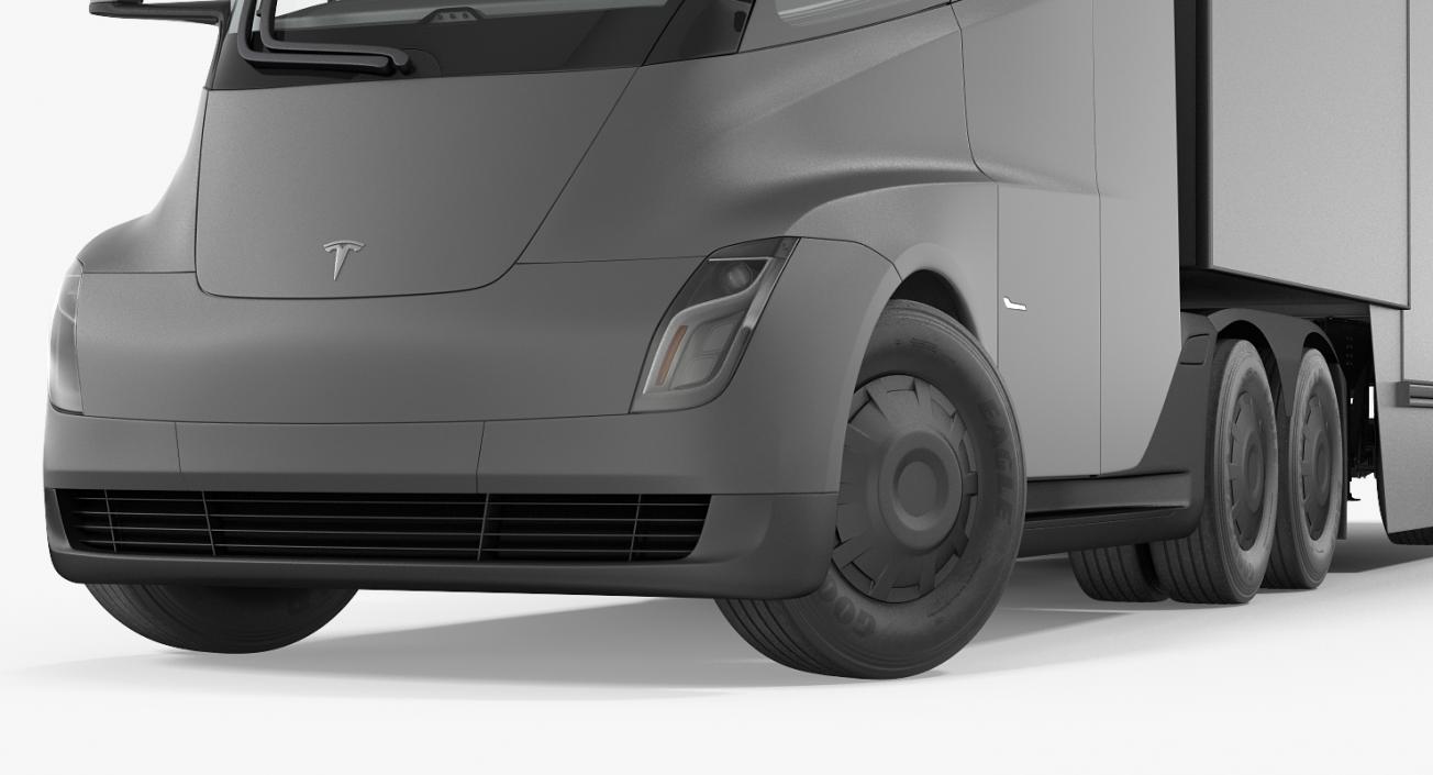 3D Tesla Semi Trucks and Trailers Rigged 3D Models Collection model